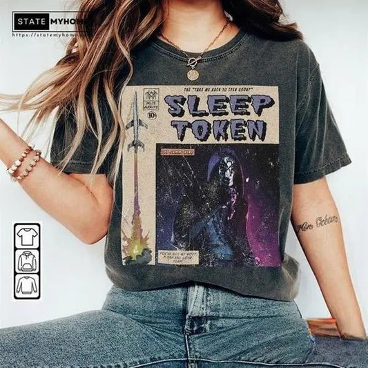 V2 Sleep Token Comic Shirt 90S Vintage Merch Book Art Take Me Back To Eden Album World Tour Ticket Graphic  T-Shirt, Sweatshirt, Hoodie
