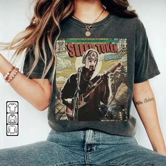 V4 Sleep Token Comic Shirt 90S Vintage Merch Book Art Take Me Back To Eden Album World Tour Ticket Graphic T-Shirt, Sweatshirt, Hoodie