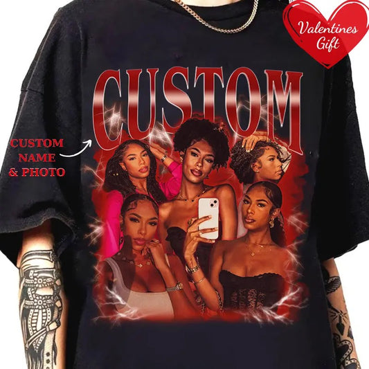 [VALENTINES GIFT] Custom Valentine Rap Tee shirt, Vintage Custom Photo Tee, Personalized Vintage 90s Outfit, Funny Girl Dinner Custom Tee, Gift for Girlfriend, Gift for Boyfriend