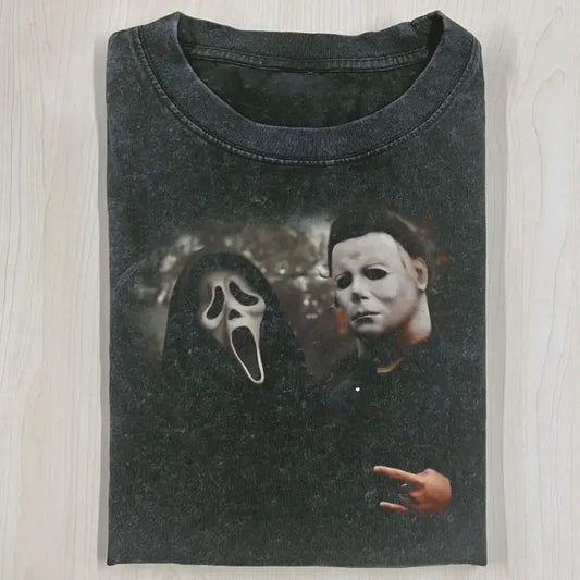 VINTAGE HALLOWEEN GRAPHIC T-SHIRT, Ghost Face, Michael Myers, Horror Movie Shirt, Horror Character, Funny Halloween Shirt, Unisex T-Shirt, Gift For Men Women