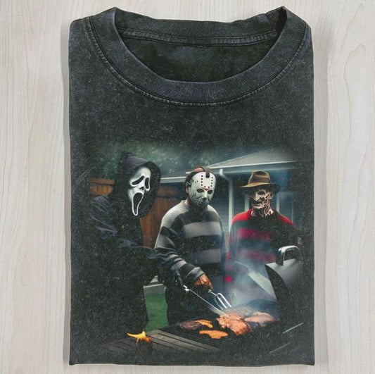 VINTAGE HORROR MOVIE CHARACTERS CHEF T-SHIRT, Ghost Face, Jason Voorhees, Freddy Krueger, Horror Movie Shirt, Horror Character, Funny Halloween Shirt, Unisex T-Shirt, Gift For Men Women