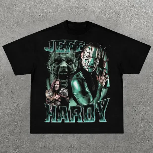 VINTAGE TEE | JEFF HARDY, Prints Vintage T-Shirt, Wrestler Shirt, WWE Shirt, Y2k Shirt, Vintage Graphic Tee, Unisex T-Shirt, Gift For Him, Adult Casual Cotton Crewneck Short Sleeve Shirt Top Menswear