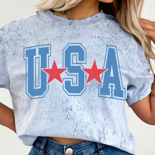VINTAGE USA, 4TH OF JULY SHIRT, USA DOUBLE STAR SHIRT, 4TH OF JULY MEN SHIRT, UNISEX COTTON SHIRT, OVERSIZED HOLIDAY SUMMER SHIRT Comfort Fabric Top Womenswear Underwear Lady