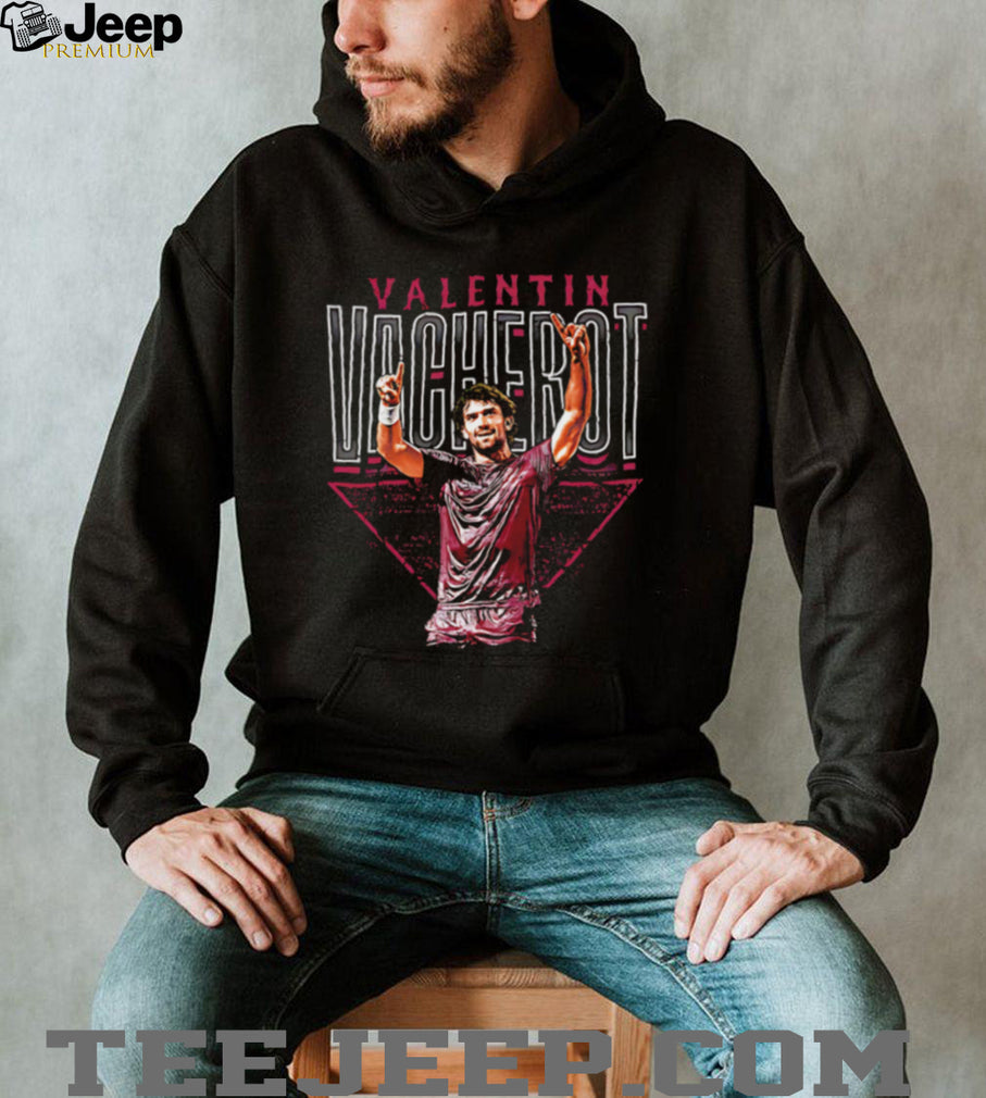 Valentin Vacherot Professional Tennis Player Portrait Red Triangle Graphic Retro Sports Fans T Shirt