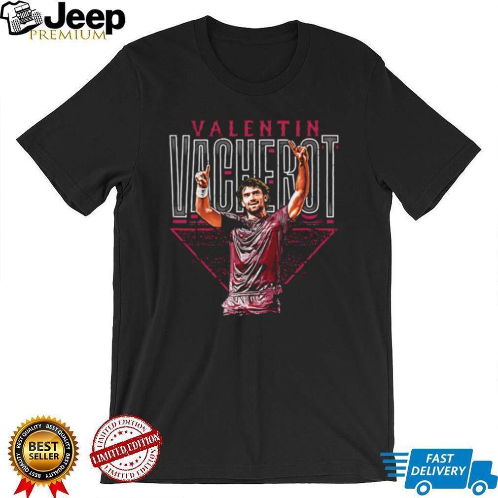 Valentin Vacherot Professional Tennis Player Portrait Red Triangle Graphic Retro Sports Fans T Shirt