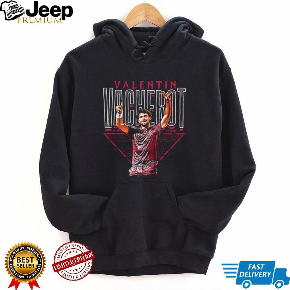 Valentin Vacherot Professional Tennis Player Portrait Red Triangle Graphic Retro Sports Fans T Shirt