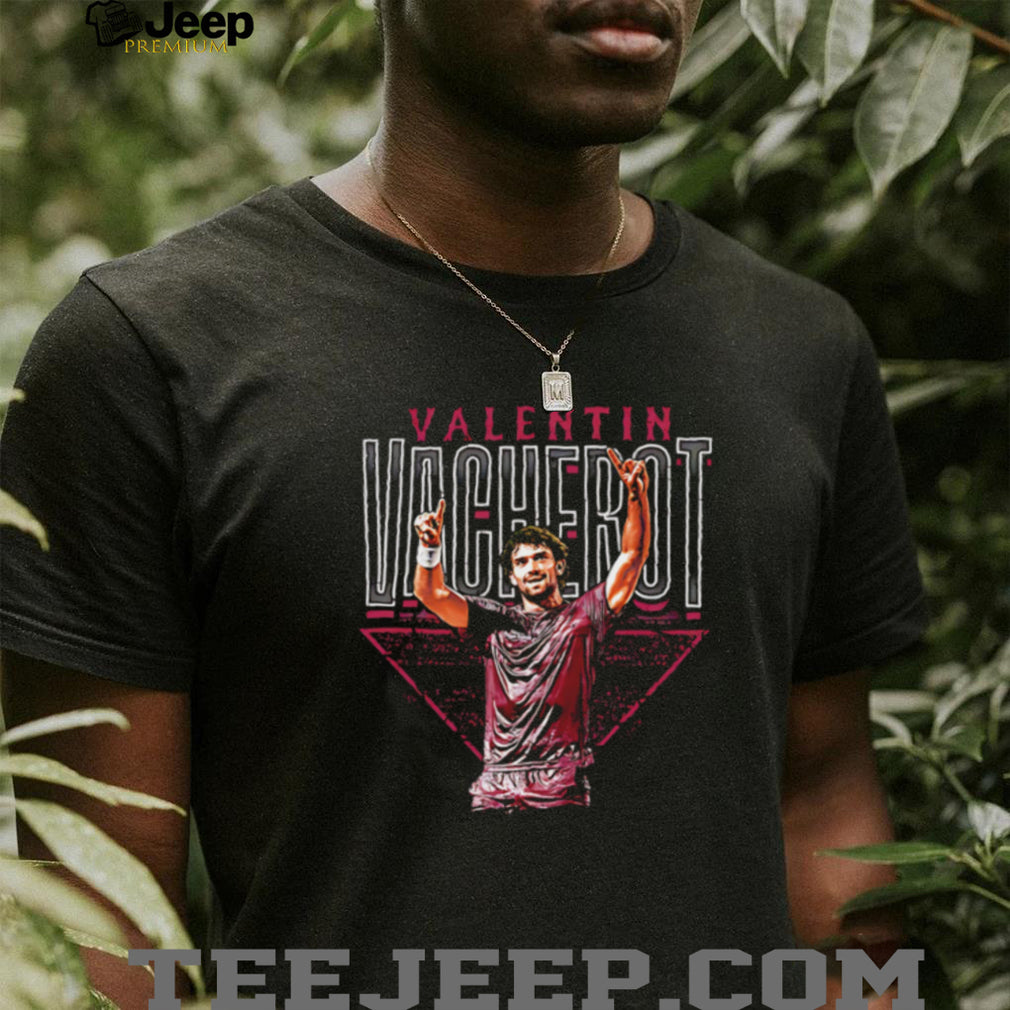 Valentin Vacherot Professional Tennis Player Portrait Red Triangle Graphic Retro Sports Fans T Shirt