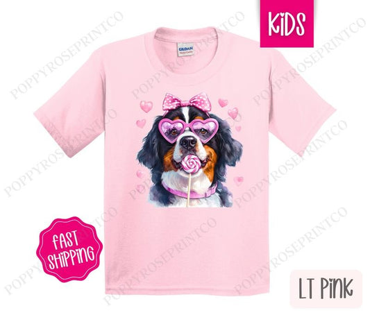 Valentine Bernese Mountain Dog Kids Shirt - Valentine's Day Children's Tshirt