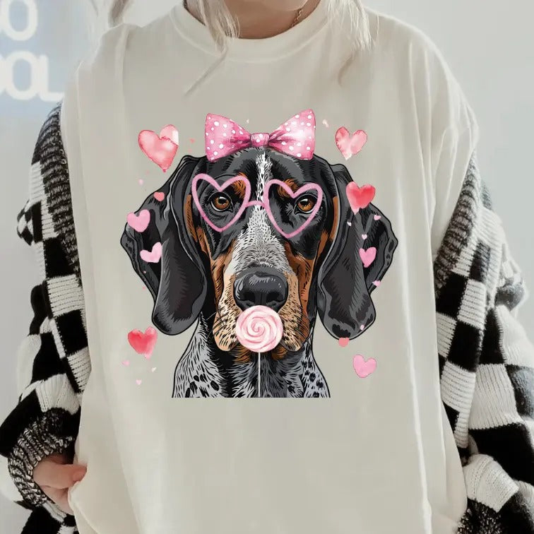 Valentine Bluetick Hound Shirt ~ Unisex Apparel Relaxed Fit Printed In The USA Clothing Womenswear Casual Comfort Cotton Top Athletic Boho Chicbrown chihuahua