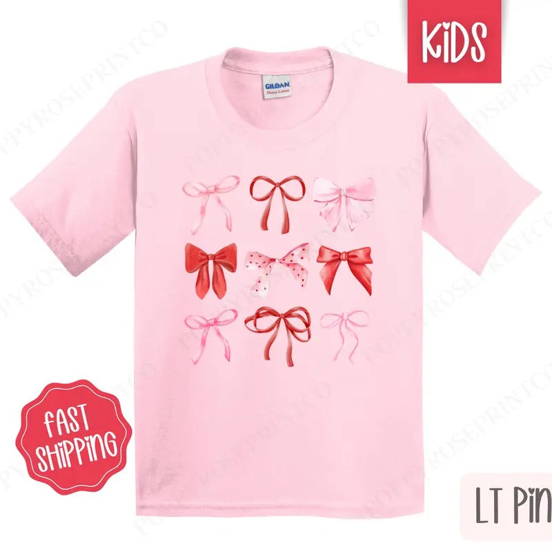 Valentine Bows Shirt Gildan, Valentine's Day Women's Tee, Holiday Women's Tshirt Plus Sizes