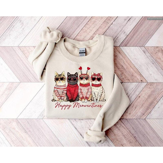 Valentine Cat Heart Love Tee Shirt Sweater Hoodie, Trendy Cupid Valentines Cat Lover Shirt Gifts, Cat Mom Tshirts , Global Trending Outfits