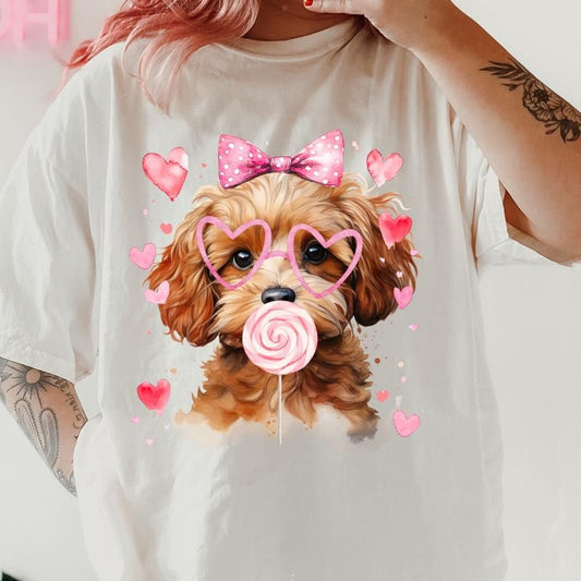 Valentine Cavapoo Dog Shirt ~ Unisex Apparel Relaxed Fit Printed In The USA Clothing Womenswear Casual Comfort Cotton Top Athletic Boho Chicbrown chihuahua