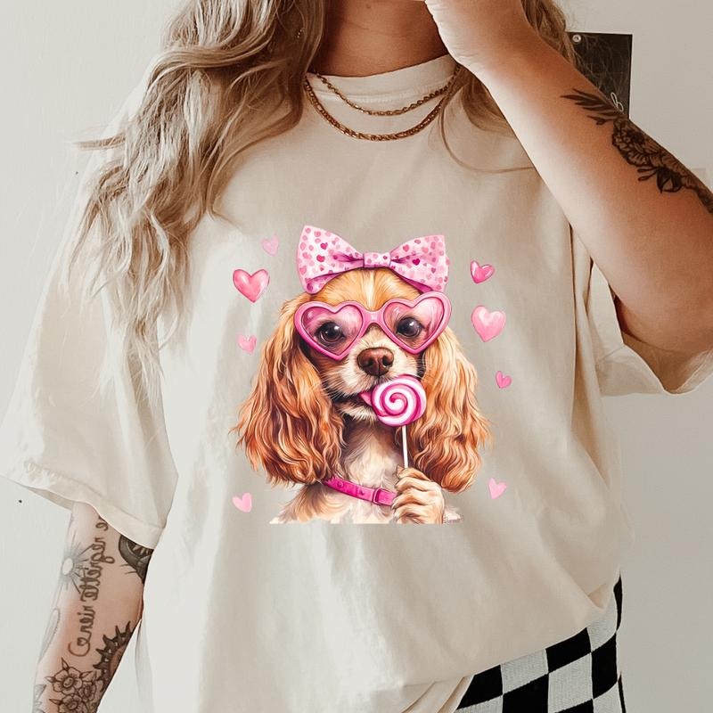 Valentine Cocker spaniel Shirt ~ Unisex Apparel Relaxed Fit Printed In The USA Clothing Womenswear Casual Comfort Cotton Top Athletic Boho Chic