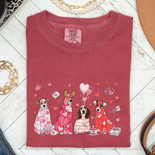 Valentine Ghost Dogs, Comfort Colors Tshirt, Valentine's Day, Valentine's Day Comfort Colors Tshirt, Women's Graphic Tee, Love, Heart, Cupid
