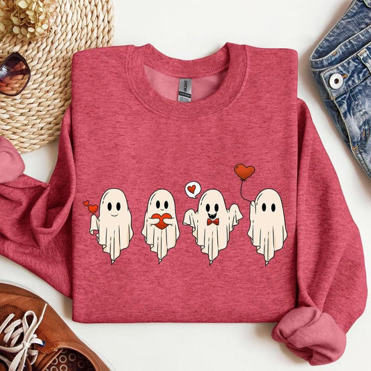 Valentine Ghosts, Love, Sweatshirt, Valentine's Day, Crew Neck, Women's, Crewneck, Valentine's Day, Love, Heart, Cupid