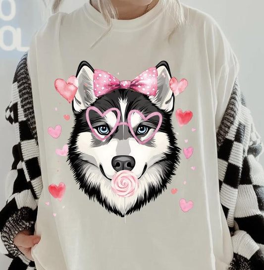 Valentine Husky Shirt ~ Unisex Apparel Relaxed Fit Printed In The USA Clothing Womenswear Casual Comfort Cotton Top Athletic Boho Chicbrown chihuahua