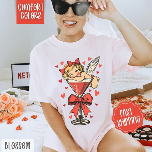 Valentine Martini Shirt Comfort Colors, Valentine's Day Women's Tee, Holiday Women's Tshirt