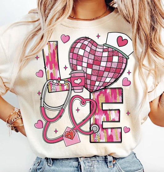 Valentine Nurse Shirt ~ Unisex Apparel Relaxed Fit Printed In The USA Clothing Womenswear Casual Comfort Cotton Top Athletic Boho Chic