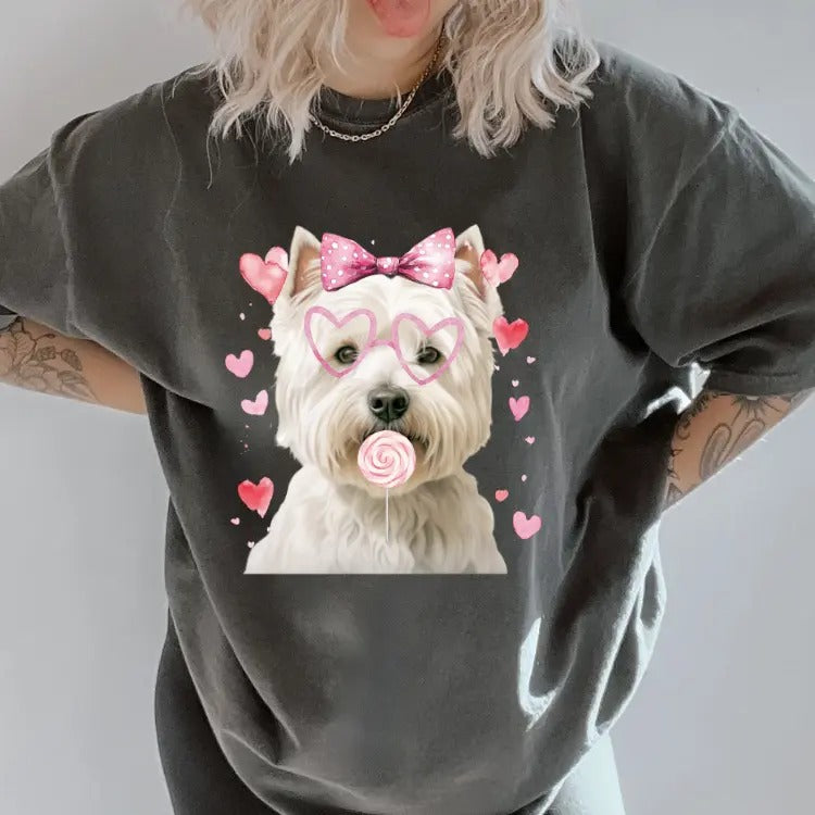 Valentine Westie Dog Shirt ~ Unisex Apparel Relaxed Fit Printed In The USA Clothing Womenswear Casual Comfort Cotton Top Athletic Boho Chicbrown chihuahua