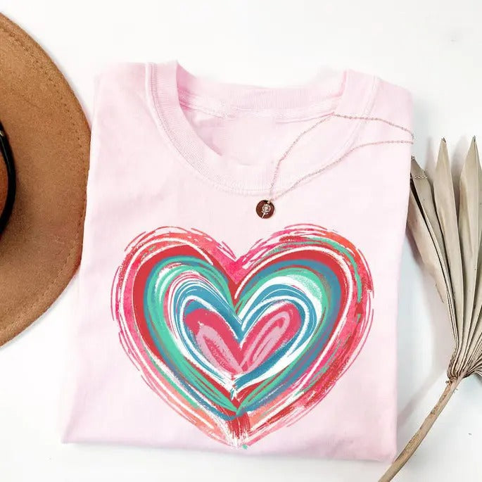 Valentines Day Heart Shirt, Brushstroke Heart Shirt, Valentine's Day Shirt, Coquette Valentine Shirt, Womens Love Shirt