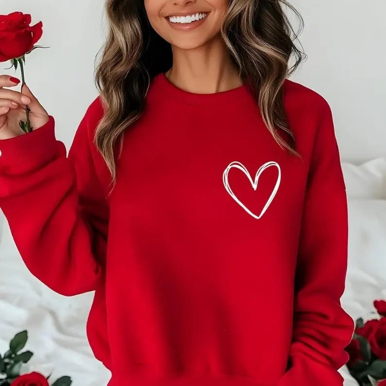 Valentines Heart Sweatshirt, Hoodie, T-Shirt, Womens Valentine's Day Sweatshirt, Couple Gift Sweatshirt, Heart Hoodie,...