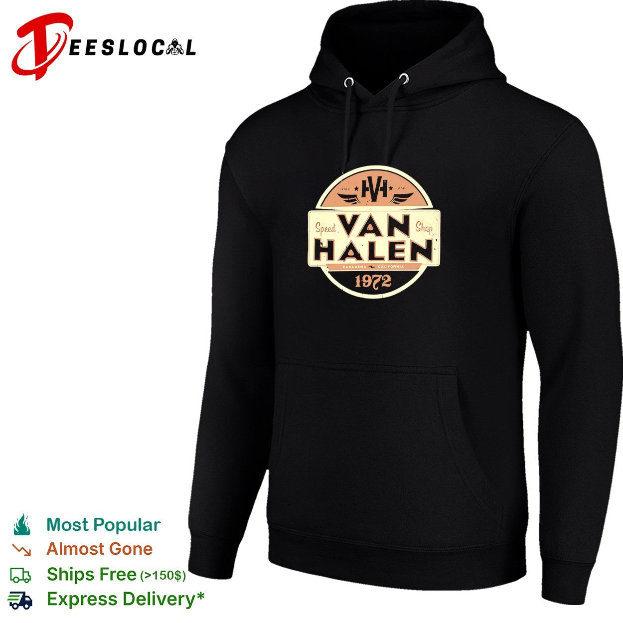 Van Halen speed shop Pasadena 1972 logo shirt