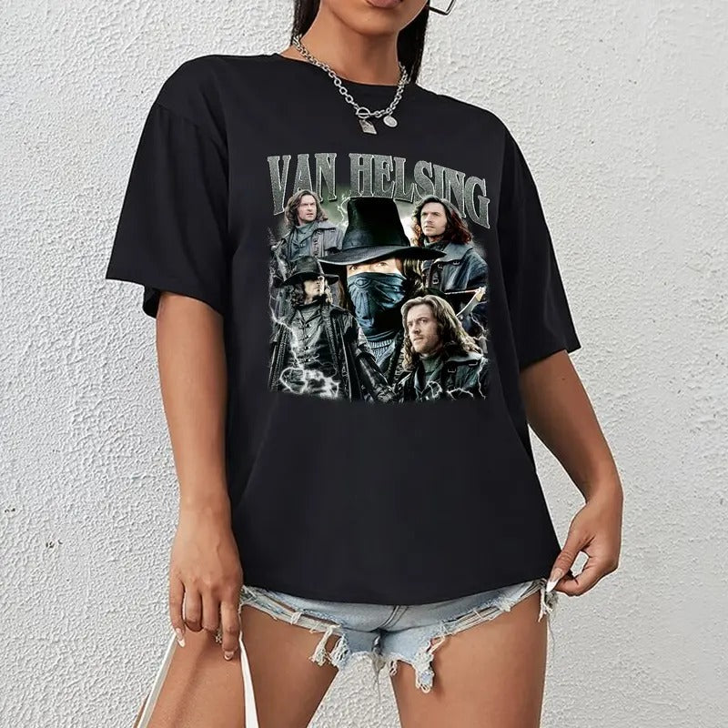 Vanhelsing Vintage T-Shirt, Hugh Jackman Graphic Tee Bootleg Gift for Men and Women - Comfort, Cotton Fabric Top Fabric Top