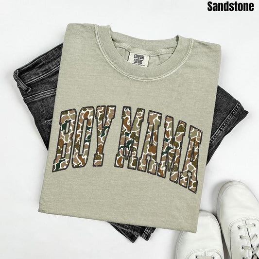 Varsity Camo Boy Mama Comfort Colors T-Shirt 'NLB'