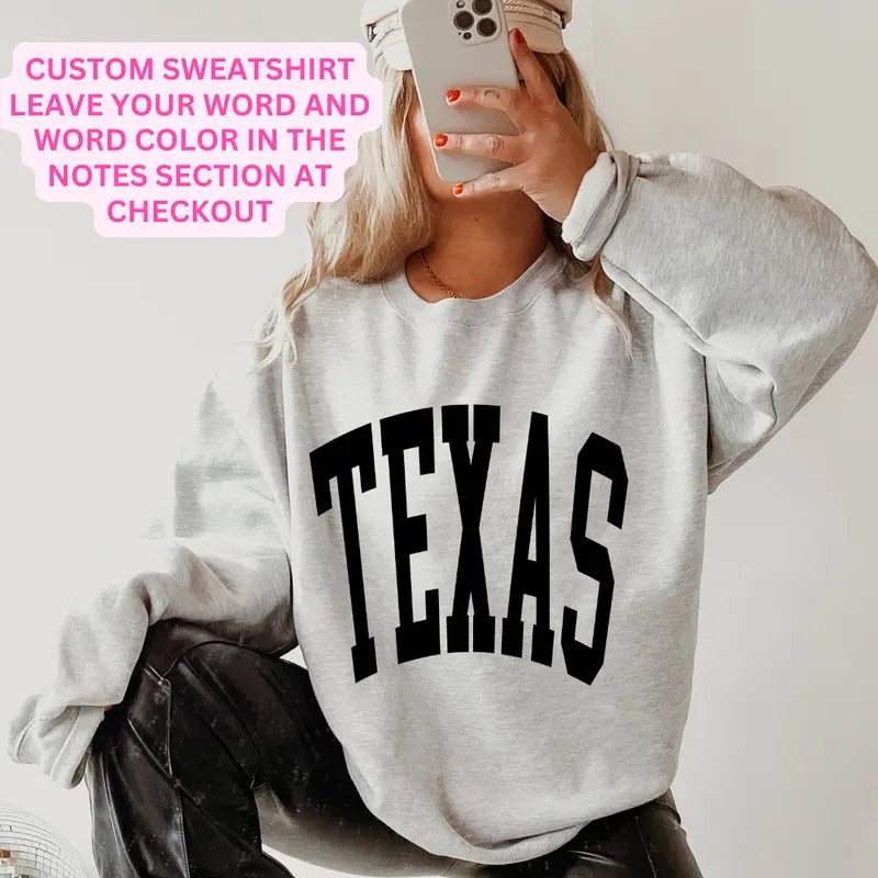 Varsity States Sweatshirt, Custom Sweatshirt ~ Unisex Apparel Relaxed Fit Printed in the USA Clothing Womenswear Casual and Comfortable