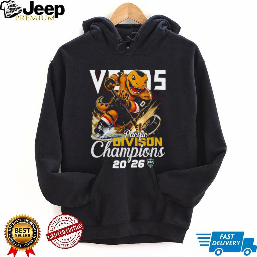 Vegas Golden Knights 2026 Pacific Division Champions Mascot T Shirt