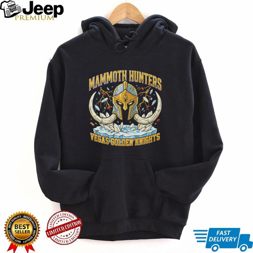 Vegas Golden Knights NHL Mammoth Hunters Mascot Helmet Vintage Ice Hockey Fans T Shirt