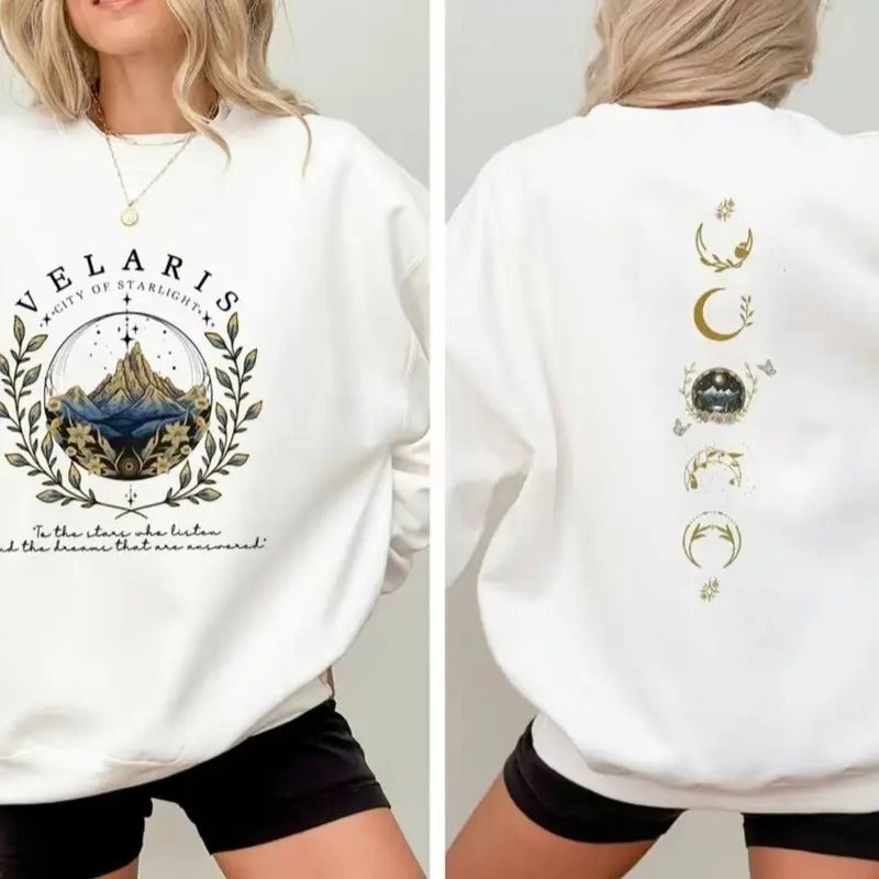 Velaris To The Stars Who Listen 2-Sides Sweatshirt - Unisex Medium-Heavy Fabric, Casual Style, Long Sleeve, Crew Neck, Machine Washable, USA - Pullover
