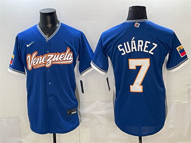 Venezuela Baseball #7 Eugenio Suárez Royal 2026 World Baseball Classic Road