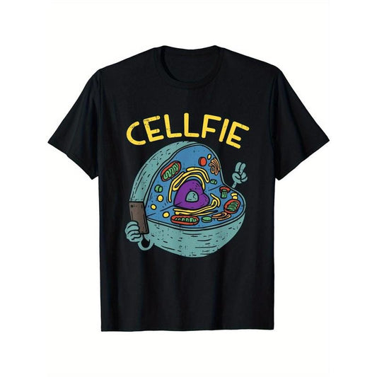 Vibrant Cell Fie Funny Science Biology Graphic Tee - Soft, Breathable, Comfort Fit, Versatile, Athletic Style, Short Sleeve, Crew Neck, Perfect for Summer, Spring, and Gift-Giving Made in USA