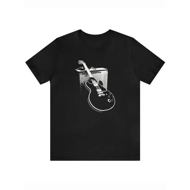 Vibrant Fancy Guitar Print Crew Neck T-Shirt - Men's Soft Short Sleeve Top for Summer Casual Wear - Stylish Comfy Tee with Relaxed Fit and Breathable Fabric Made in USA