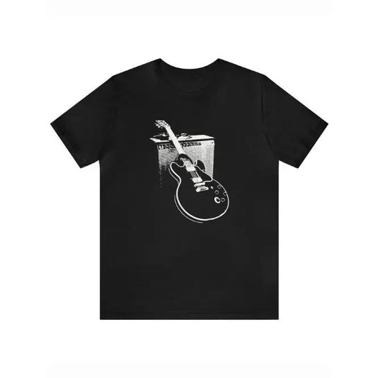 Vibrant Fancy Guitar Print Crew Neck T-Shirt - Men's Soft Short Sleeve Top for Summer Casual Wear - Stylish Comfy Tee with Relaxed Fit and Breathable Fabric Made in USA