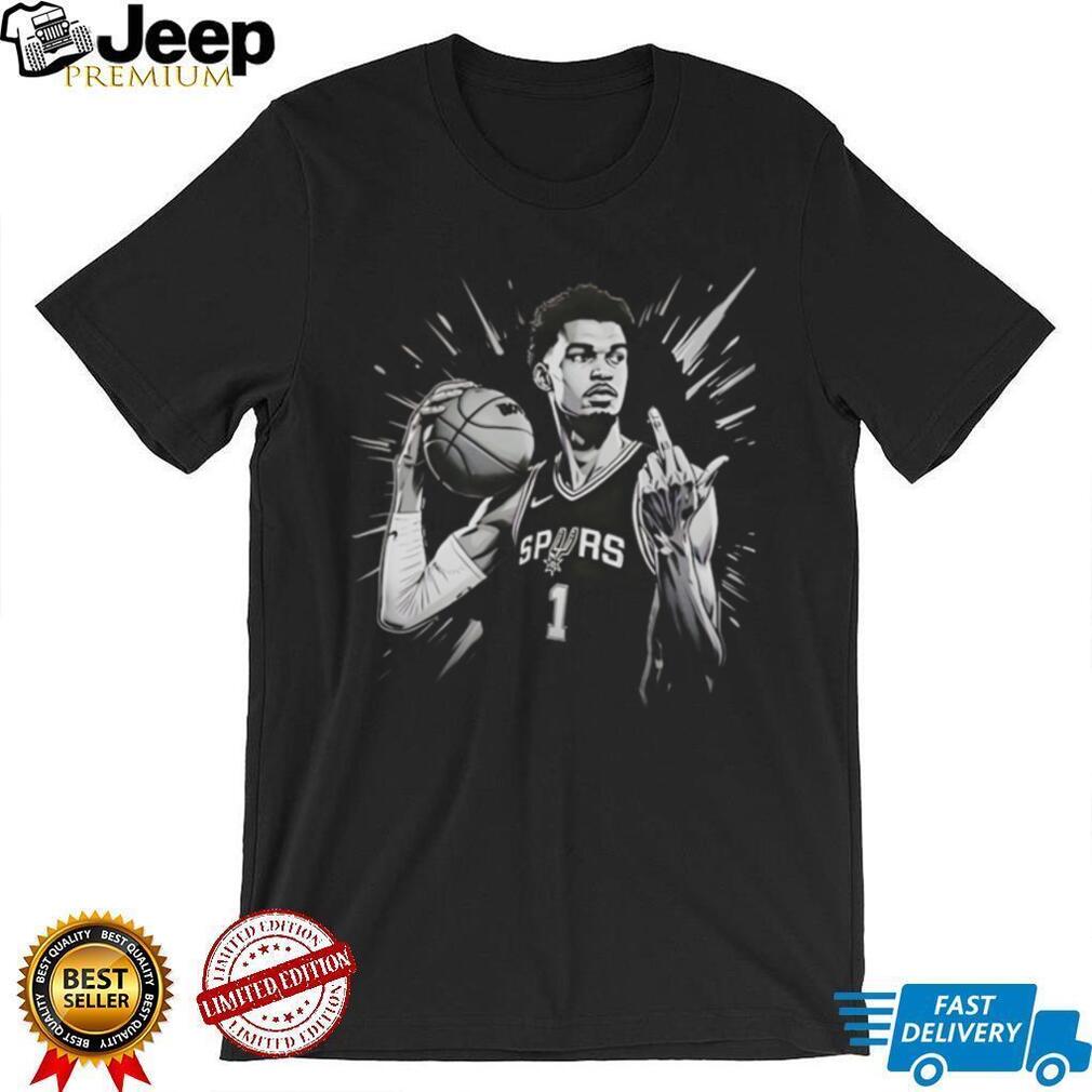Victor Wembanyama Spurs #1 Pointing Finger Illustration T Shirt