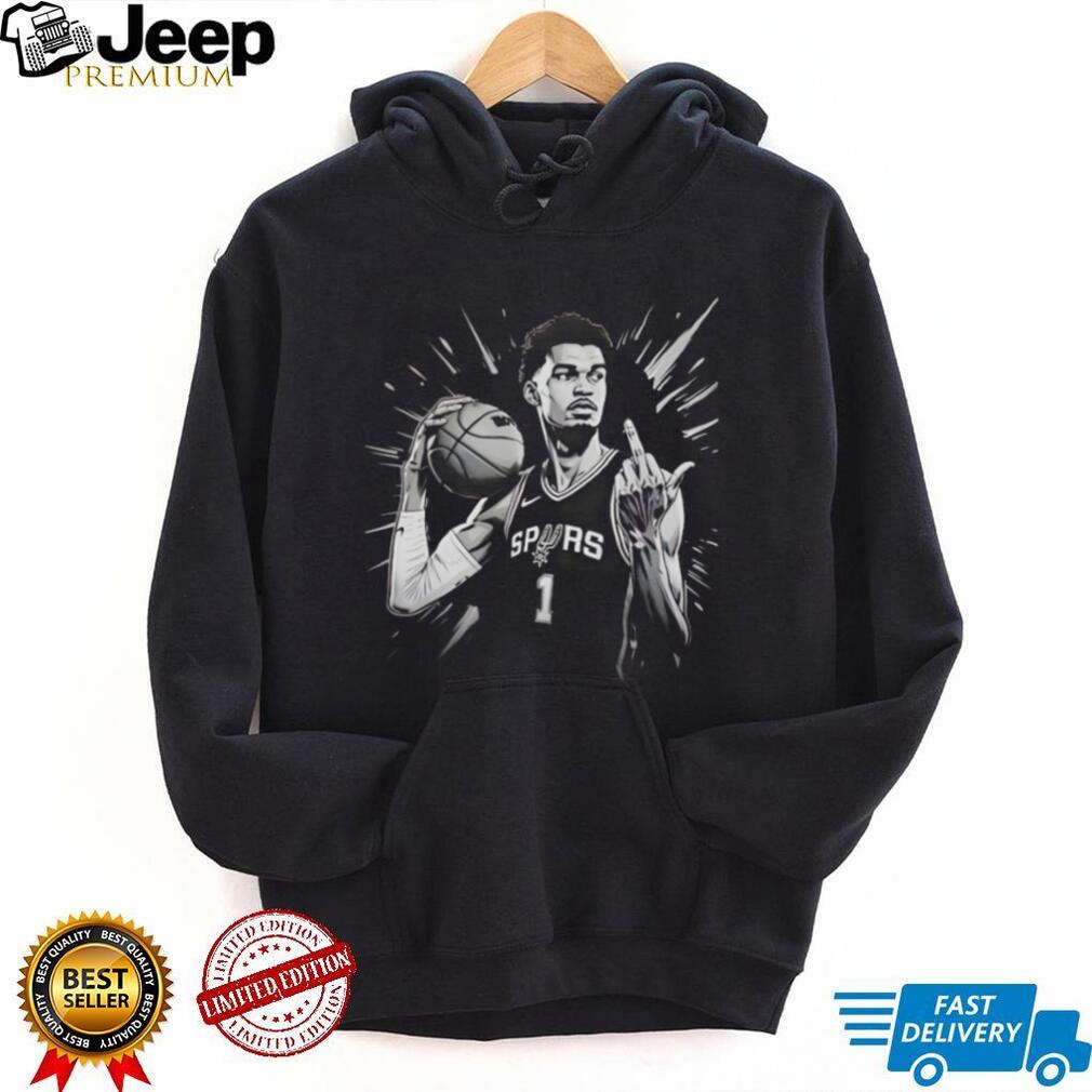 Victor Wembanyama Spurs #1 Pointing Finger Illustration T Shirt