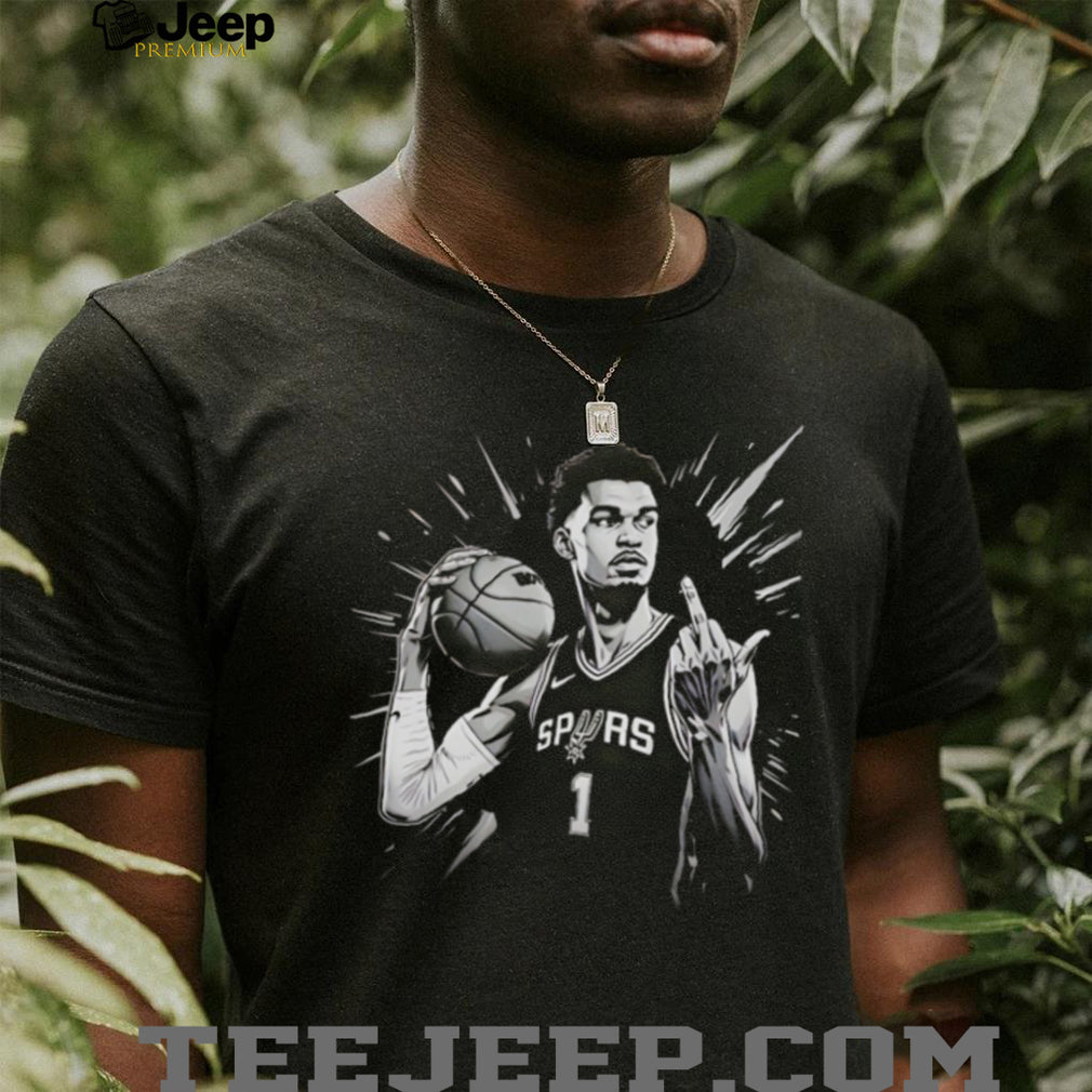 Victor Wembanyama Spurs #1 Pointing Finger Illustration T Shirt