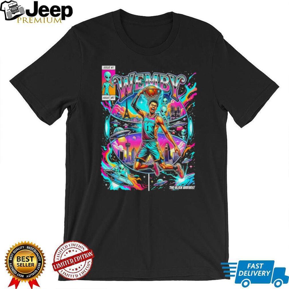 Victor Wembanyama Wemby “The Alien Arrives” Comic Book Style San Antonio Spurs T Shirt