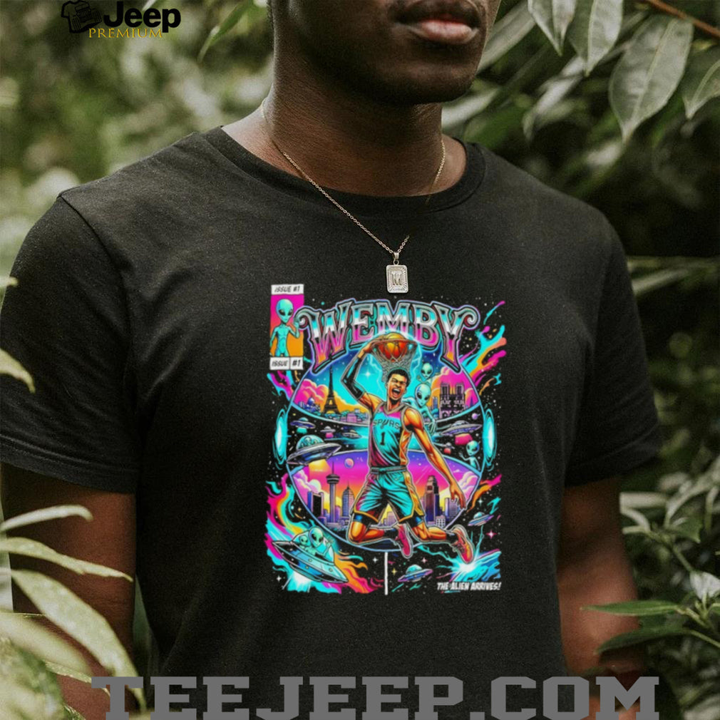 Victor Wembanyama Wemby “The Alien Arrives” Comic Book Style San Antonio Spurs T Shirt