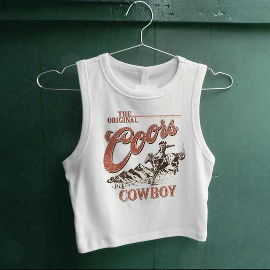 Victoria Maxwell, Coors The Original Cowboy Top, Micro Rib Tank, Coors Beer Shirt, Summer Outfits, Y2k Crop Top, Y2K Tank Top, Gift For Her
