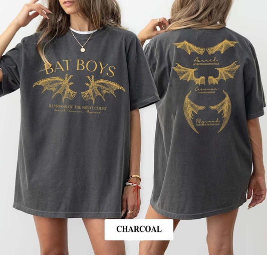Victoria Maxwell, The Bat Boys Double-Sided Pattern Shirt, Retro Bat Boys Crew T-Shirt, Vintage Acotar Shirt, Bookish Tee, The Bat Boys Fan Club, Gift For Him