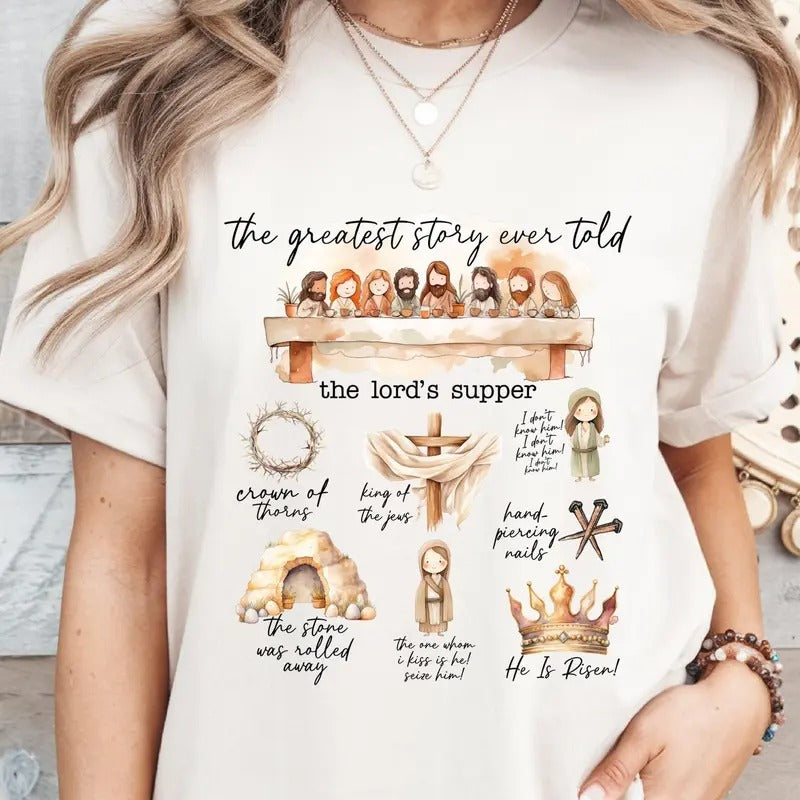 Victoria Maxwell, The Greatest Story Ever Told Christian T-shirt, Jesus Easter Gift, He Is Risen Outfit, Happy Easter Day