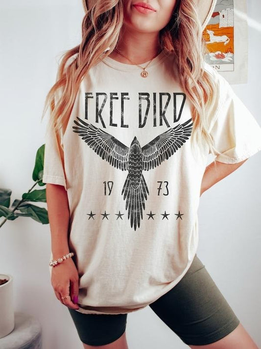 Victoria Maxwell, Unisex T-shirt, Crewneck, Vintage Free Bird Shirt, Boho Free Bird Shirt, Loose-Fitting, Retro Graphic T-shirt, Free Bird Tee, Eagle Shirt, Thunderbird Shirt, Retro Short Sleeve Shirt, Vintage Inspired Shirt, Gift for Her