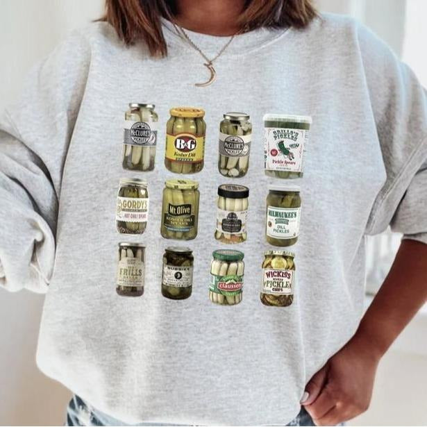 Victoria Maxwell, Vintage Canned Pickles Sweatshirt, Canning Season Sweatshirt, Pickle Lovers Sweater, Homemade Pickles Sweater, Pickle Jar Crewneck Sweatshirt, Gift for Her