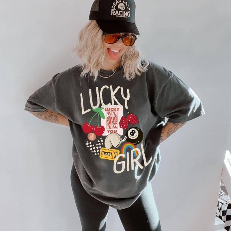 Victoria Maxwell, Vintage&Comfortable Shirt, Lucky Girl Tee, Better Luck Next Time, vintage inspired graphic tee, positive vibes shirt