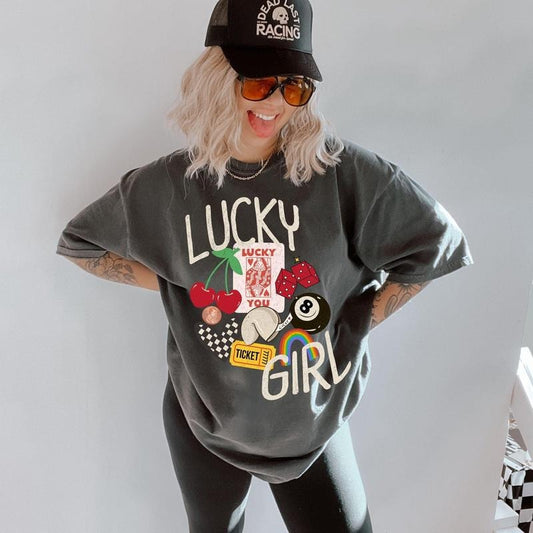 Victoria Maxwell, Vintage&Comfortable Shirt, Lucky Girl Tee, Better Luck Next Time, vintage inspired graphic tee, positive vibes shirt