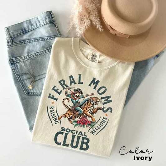 Victoria Maxwell, Womenswear Comfort Color Tee, Feral Moms Social Club Shirt, Vintage Graphic Tee, Feral Mom Gift, Somebody's Feral Wife, Mom Life Tshirt, Trendy Mom Apparel, Mother's Day Gift