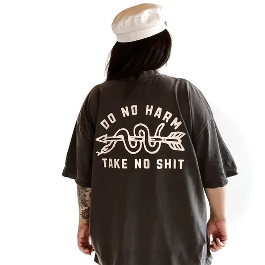 Victoria Maxwell, Womenswear Comfort Colors Tee, Do No Harm Take No Shit Tee, Snake tee, Mystical boho snarky tee, vintage inspired graphic tee